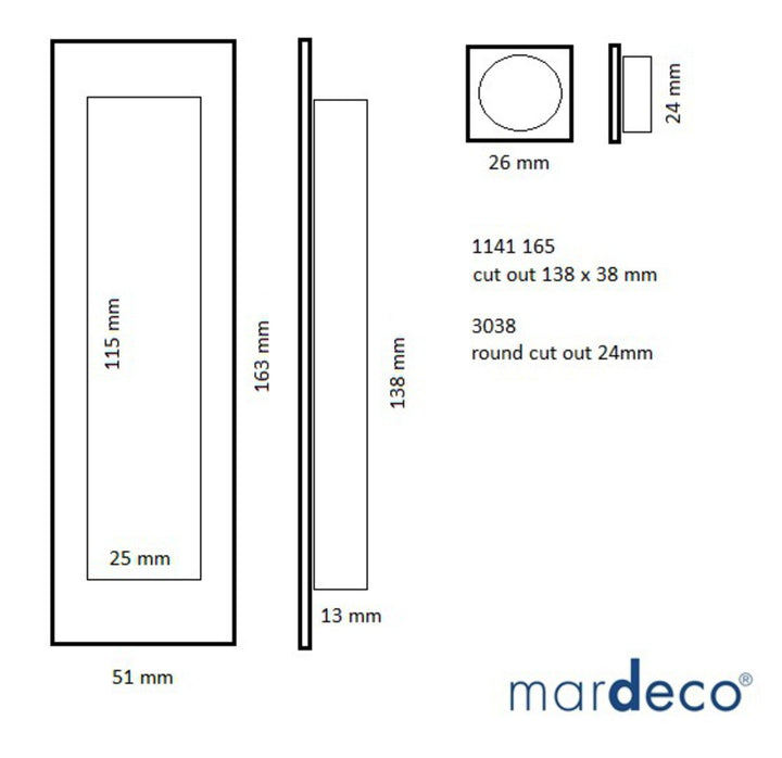 1141/SET - A Mardeco Flush Pull Set - Mardeco Architectural Hardware
