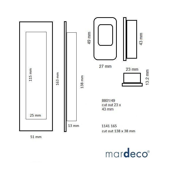 1141/SET - B Mardeco Flush Pull Set - Mardeco Architectural Hardware