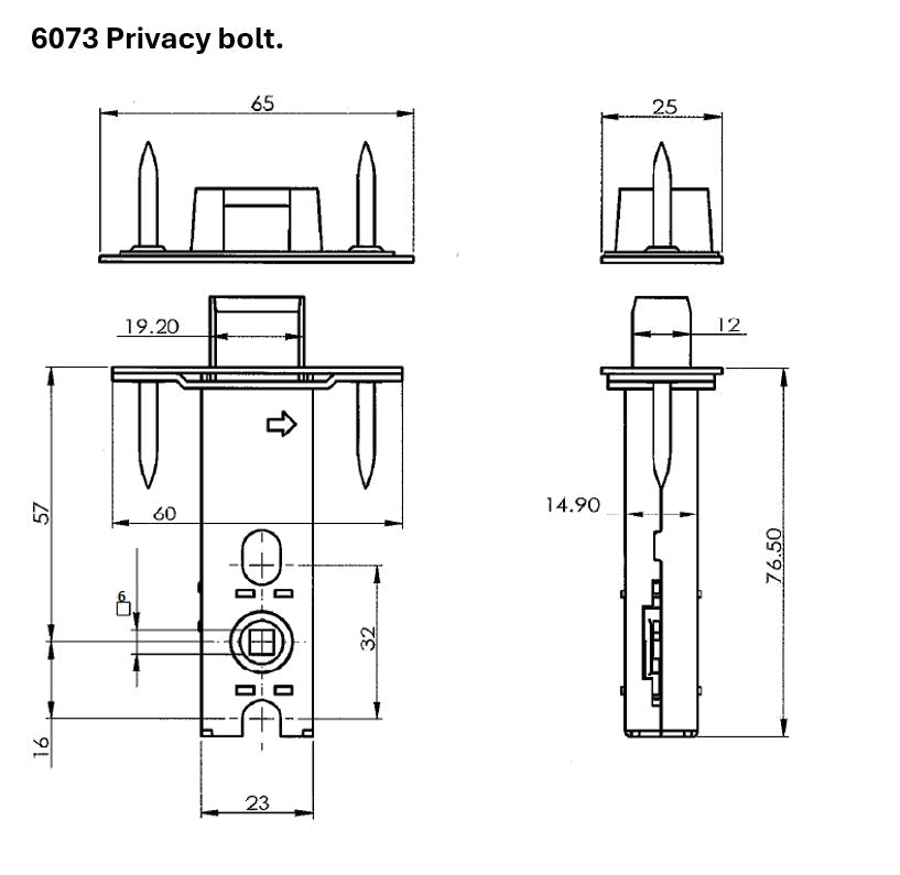 6073 Bathroom Privacy Bolt - Mardeco Architectural Hardware