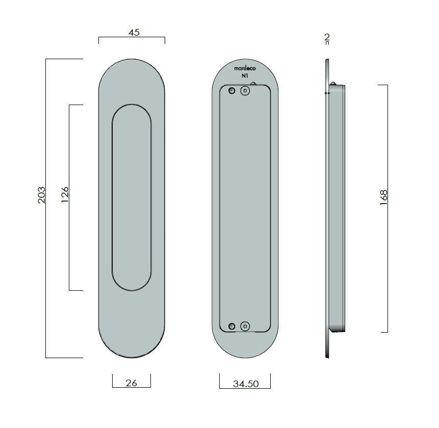 Mardeco Oval M-Series 9002/203 Flush Pull