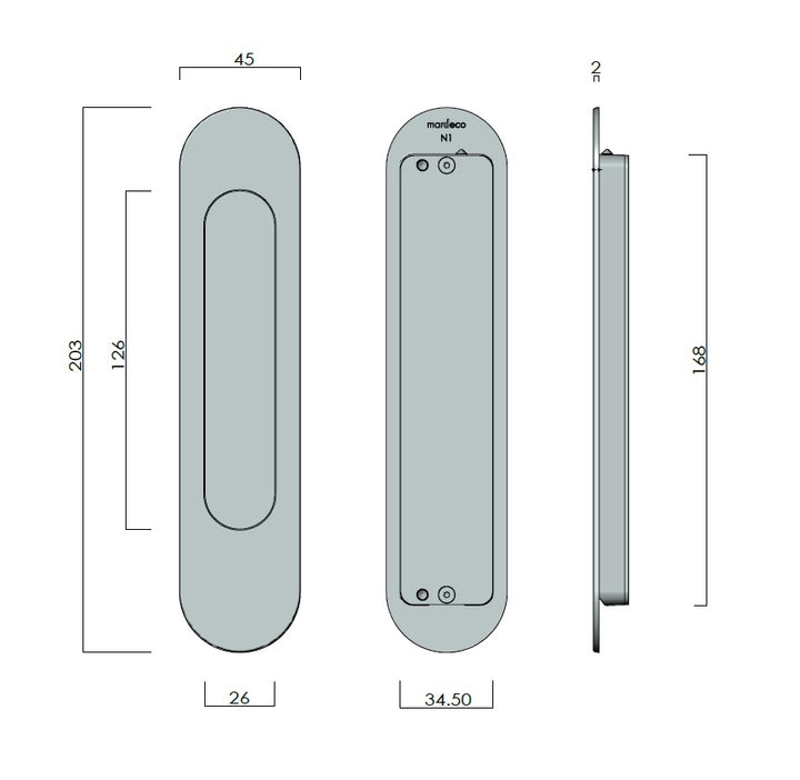 Mardeco Oval M-Series 9002/203 Flush Pull