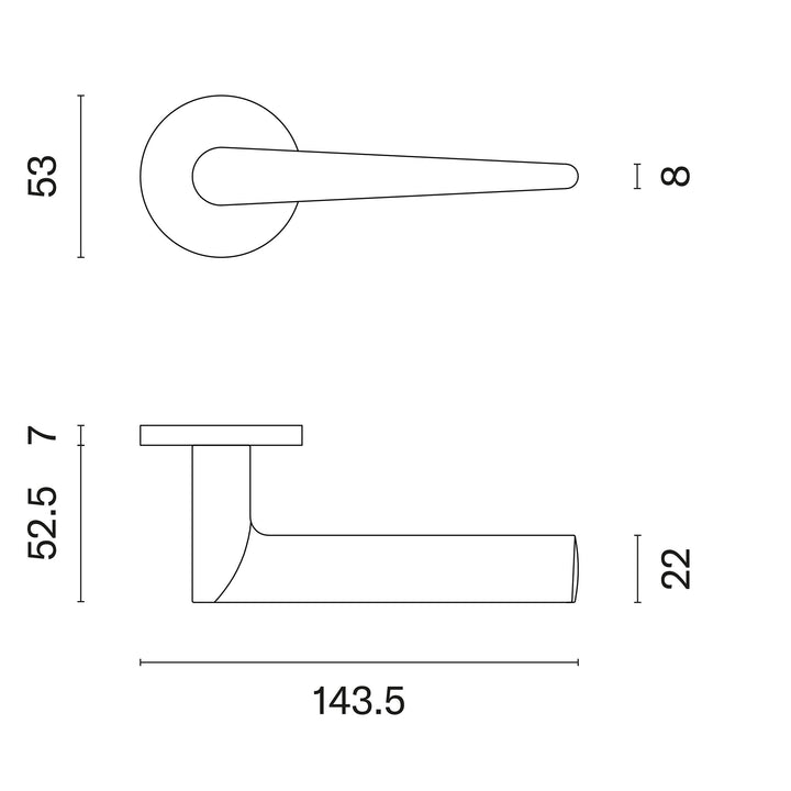 AT APRILE ARNICA Lever on round rose R SLIM 7MM BL