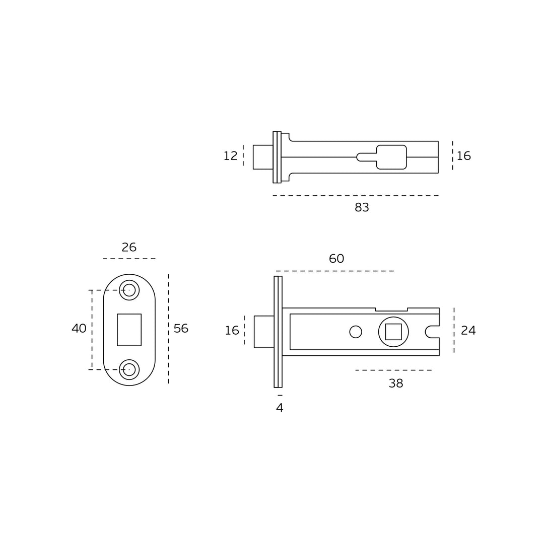 IN.20.152 Reversible bathroom latch (60mm)