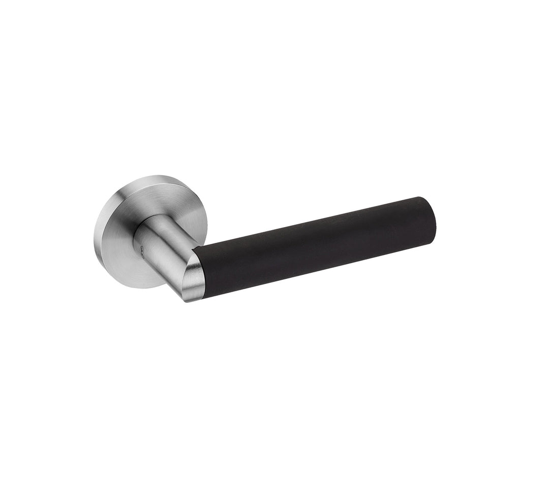 IN.00.410 'Link Black'Lever Handle on Standard Rose Stainless Steel