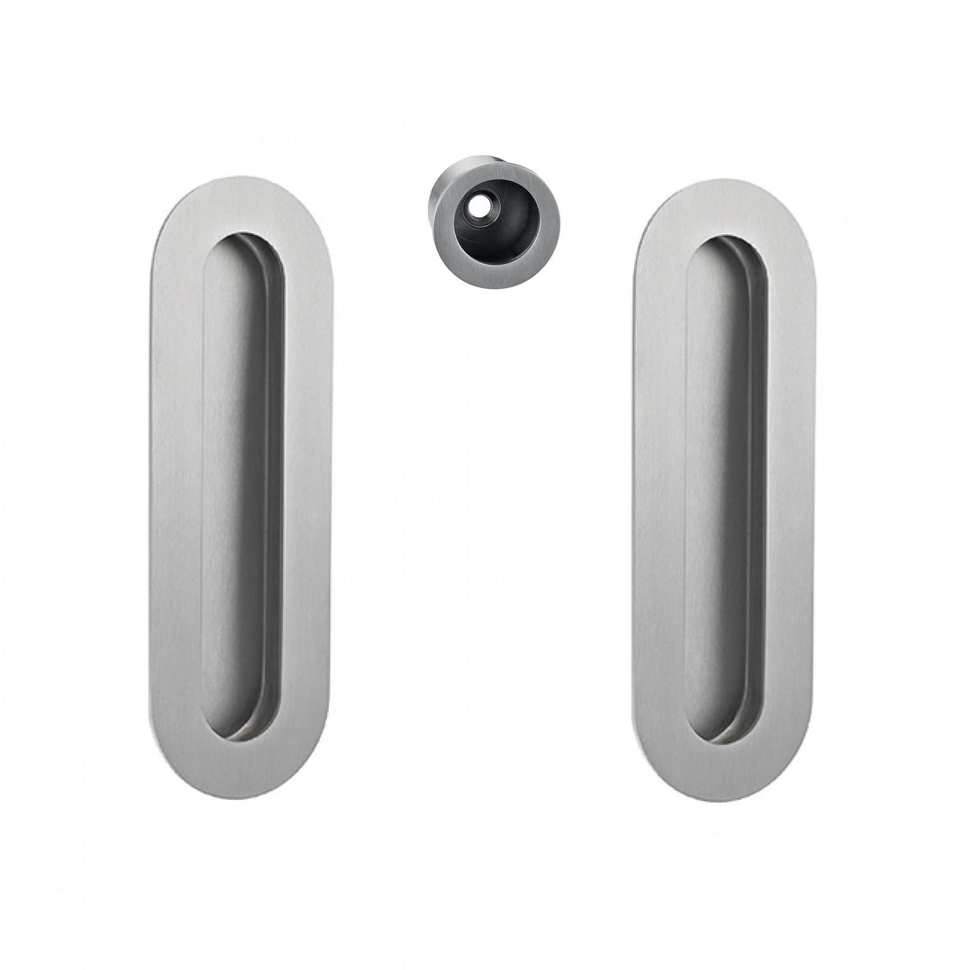 IN.16.231 SET Oval concealed flush pulls x 2 (180x60mm) plus end pull