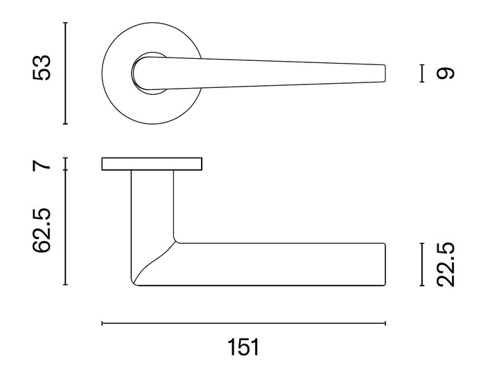 STILE SALTA Lever handle on round rose R SLIM 7MM