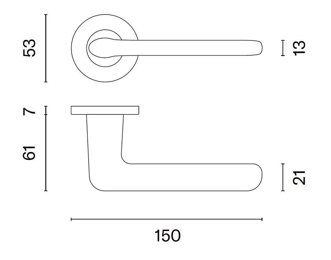 STILE UTA Lever handle on round rose R SLIM 7MM