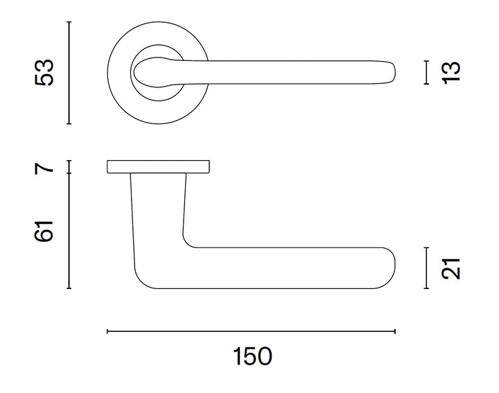 STILE UTA Lever handle on round rose R SLIM 7MM