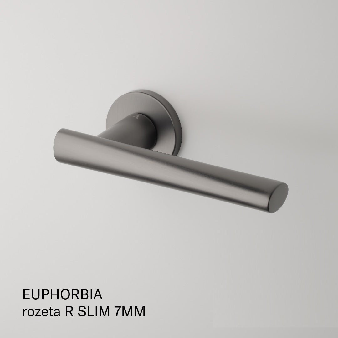 AS APRILE Euphorbia Lever handle on round rose R SLIM 7MM GN (Graphite) - Mardeco Architectural Hardware
