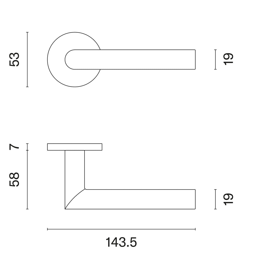 AT APRILE Arabis Lever handle on round rose R SLIM 7MM - Mardeco Architectural Hardware