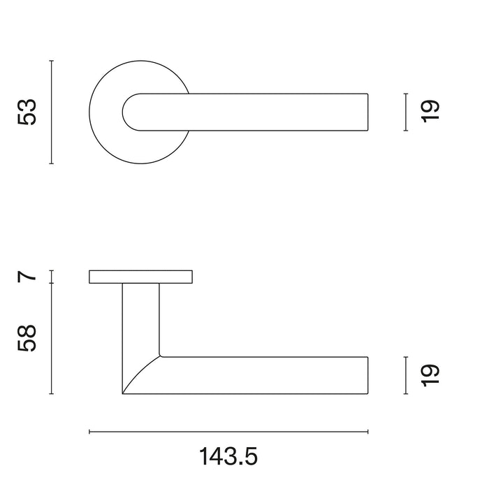 AT APRILE Arabis Lever handle on round rose R SLIM 7MM - Mardeco Architectural Hardware