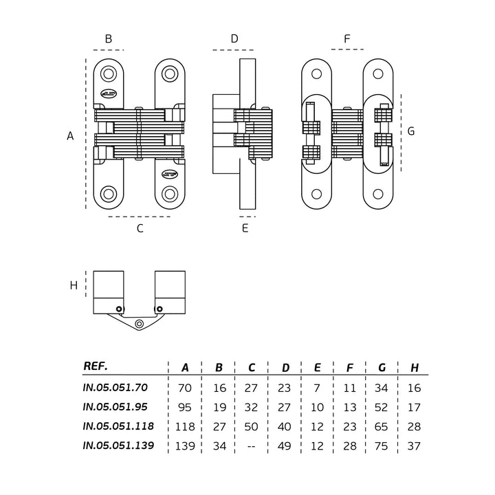 IN.05.051 Concealed hinge for doors