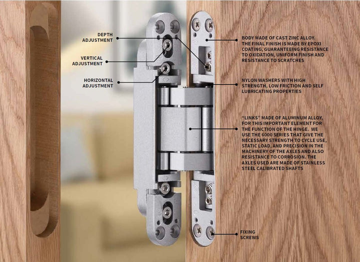 IN.05.066 JNF COPLAN 100 Invisible hinge with 3D adjustment (30 - 50 kg) - Mardeco Architectural Hardware