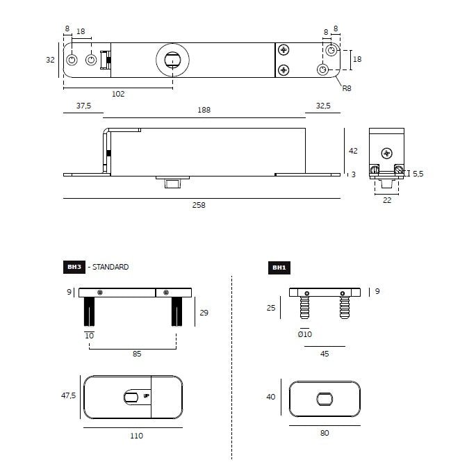 IN.05.224.HO 100 Plus Hydraulic Pivot for Wooden and Aluminium Doors - Mardeco Architectural Hardware