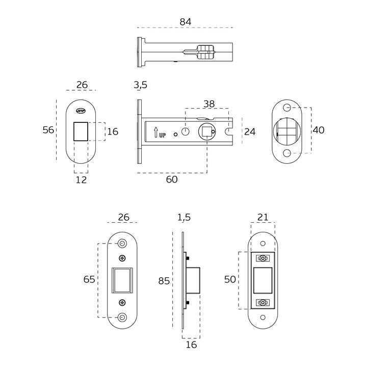 IN.20.152 Reversible bathroom latch (60mm) - Mardeco Architectural Hardware