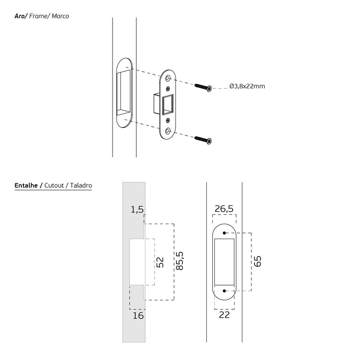 IN.20.152 Reversible bathroom latch (60mm) - Mardeco Architectural Hardware