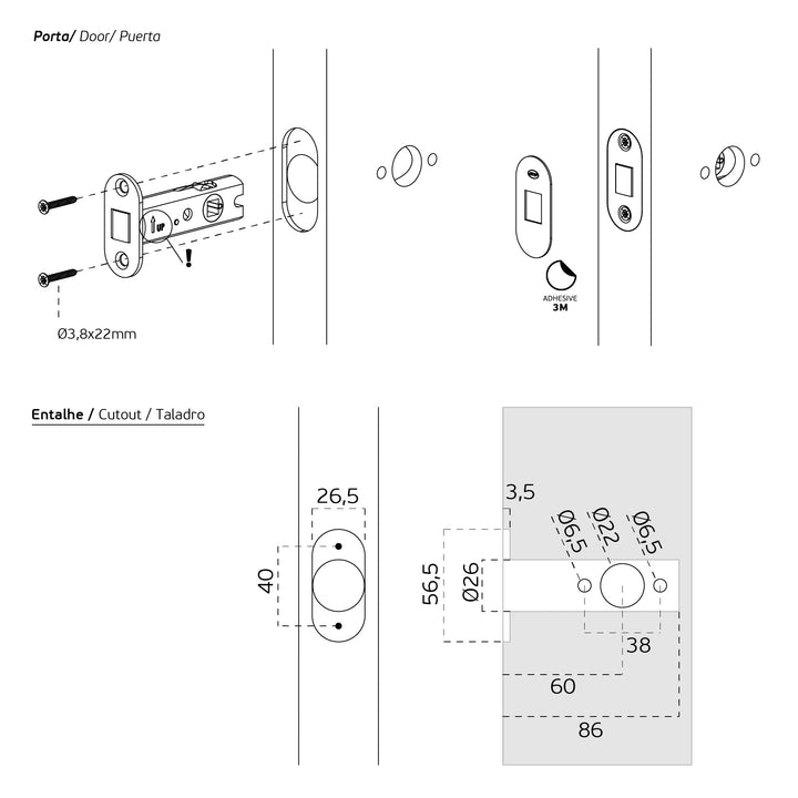 IN.20.152 Reversible bathroom latch (60mm) - Mardeco Architectural Hardware