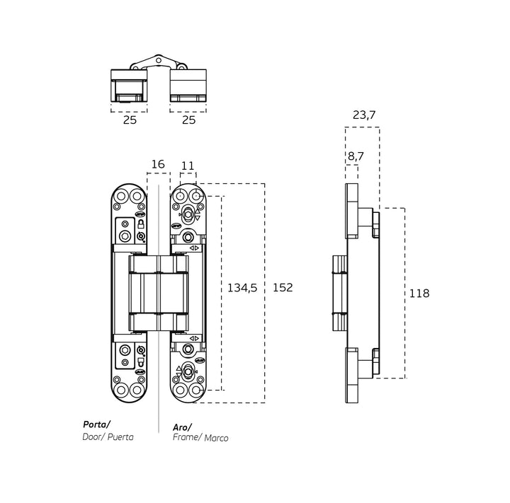 IN.05.061 JNF COPLAN 150 Concealed hinge with 3D adjustment (50 - 80 kg)