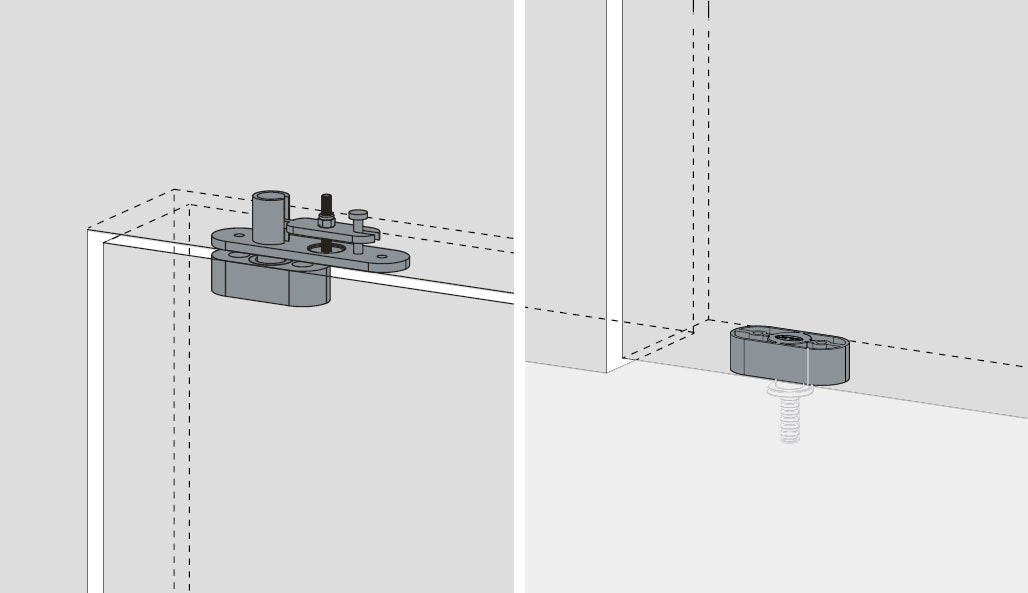 IN.05.202.A/B Concealed Pivot System for wooden doors