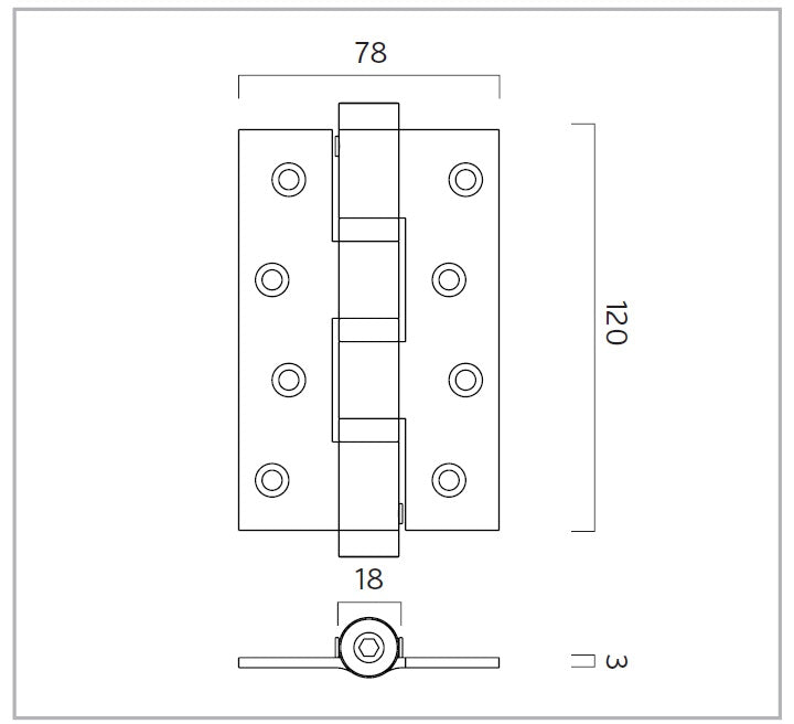 IN.05.646 Spring hinge with 3 ball bearings (78x120x3mm)