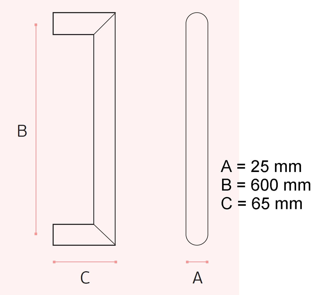 IN.07.204.D.25. Back to Back Pull handle (Ø25mm)