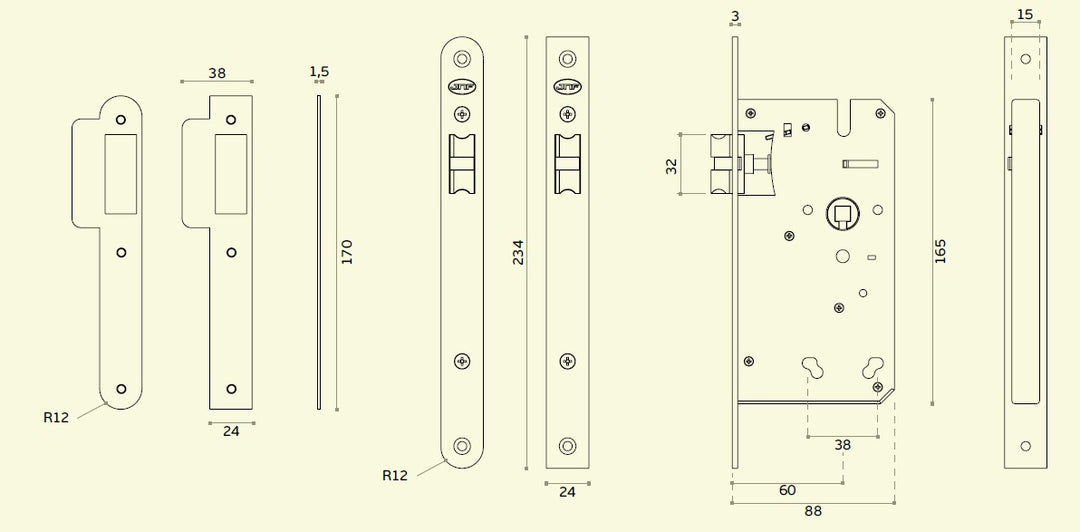 IN.20.897 Mortice lock passage type (60mm)