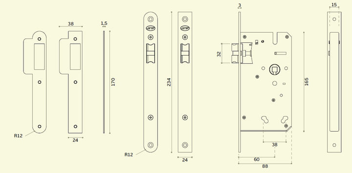 IN.20.897 Mortice lock passage type (60mm)
