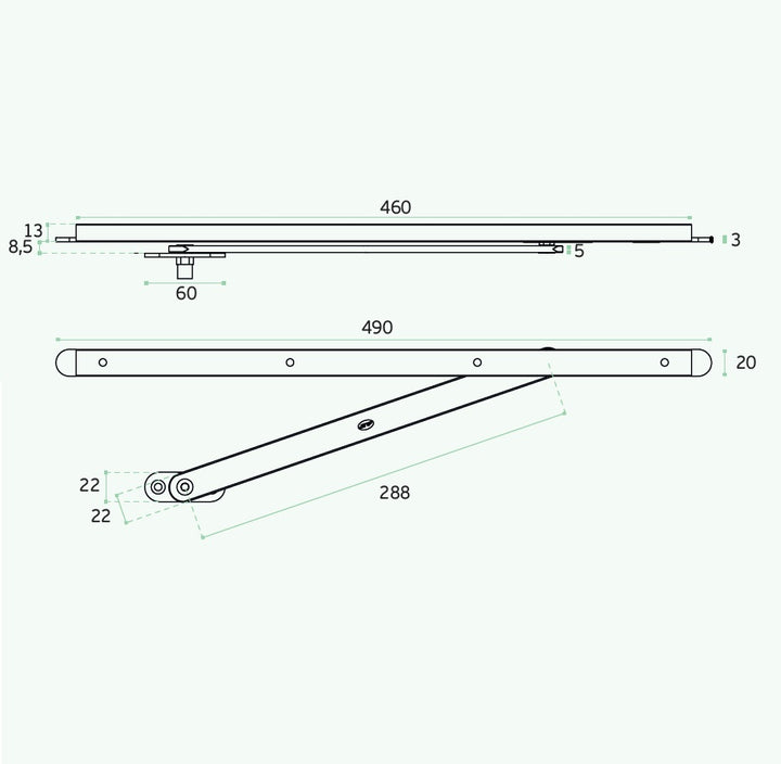 IN 23 150 JNF Concealed overhead door stop/holder