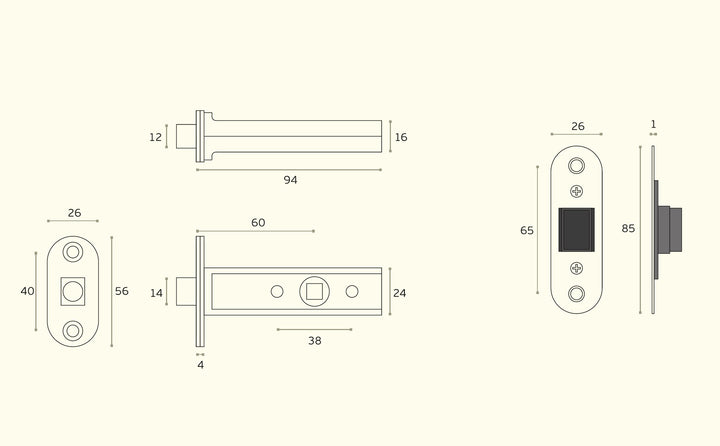 IN.20.153 Magnetic silent latch (60mm)