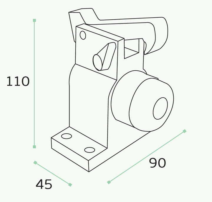 IN.13.010 Door Stop for Heavy Doors with shock absorber and retainer